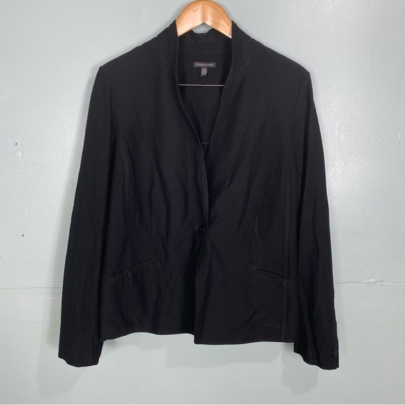 Eileen Fisher Black One‎ Button Blazer Jacket Lighweight XL - Picture 1 of 7